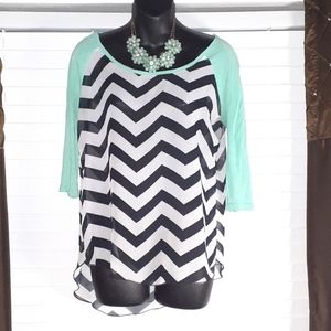 Chevron print hi low shirt